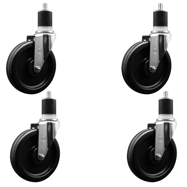 6'' Phenolic Wheel Swivel 1-7/8'' Expanding Stem Caster Set, 4PK